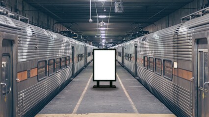 blank billborad in subway station