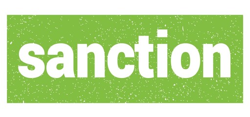 sanction text written on green stamp sign.
