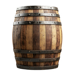Obraz premium Rustic wooden barrel cask container vintage aged wood isolated on transparent background