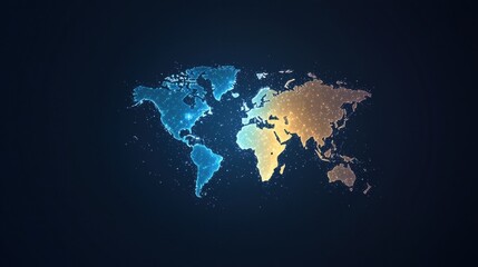 Naklejka premium financial chart background A world map with highlighted regions and overlaid financial data, representing global economic activity.