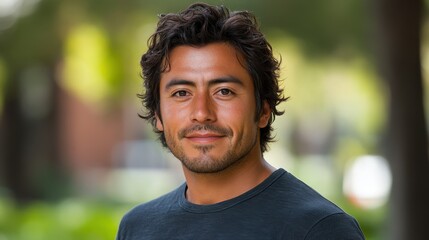 Confident Hispanic Man Smiling Outdoors - Portrait