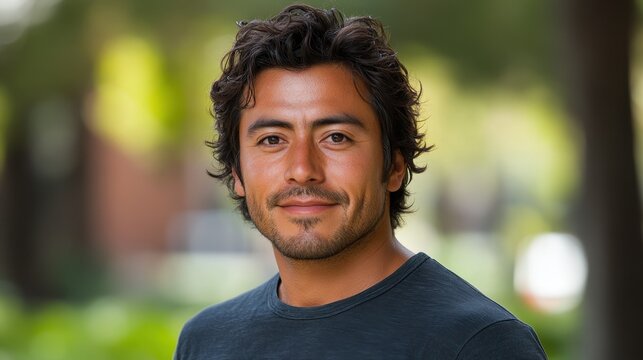 Confident Hispanic Man Smiling Outdoors - Portrait