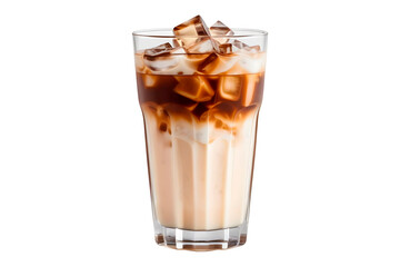 glass coffee frappe with ice on transparent background