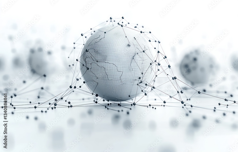 Poster global communication network connections technology data visualization science business digital illu