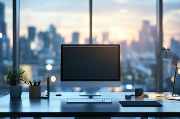 Elegant workstation PC with large glass window,