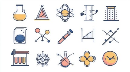 Fototapeta premium Colorful Science Icons Set