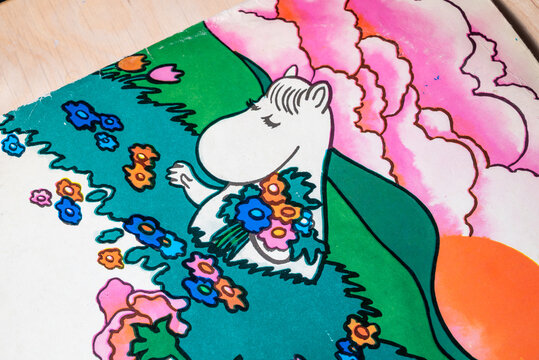 old polish record with Moominsummer Madness audiobook adapted from Tove Jansson book