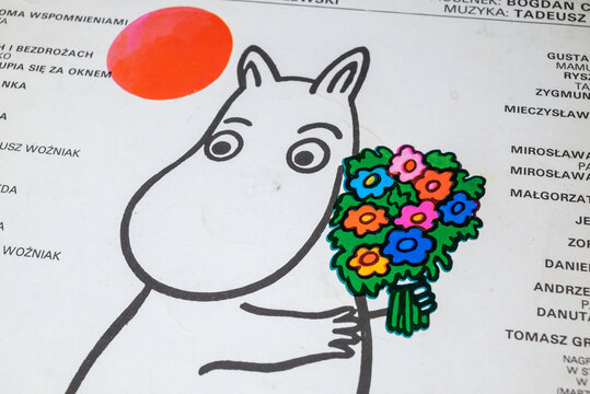old polish record with Moominsummer Madness audiobook adapted from Tove Jansson book