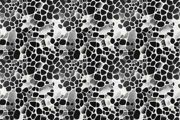 Obraz premium Black and White Dalmatian Spot Pattern on Translucent Plastic Fabric with Light Refractions
