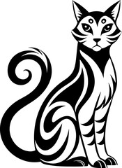 black and white cat vector