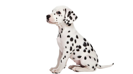 Dalmatian Puppy Sitting Isolated on White Background on a transparent background
