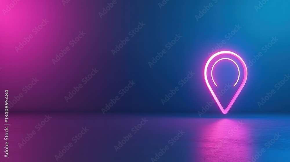 Poster Icon Pin Location Spot A pin icon with a pulsating glow, attracting attention to a specific point, dynamic effect, futuristic design.