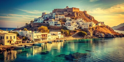 Fototapeta premium Vintage Greece: Sun-Drenched Islands & Ancient Ruins