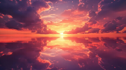Majestic Sunset: Fiery Sky Reflected in Calm Waters