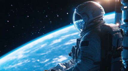 Astronaut observing earth from space during orbital mission