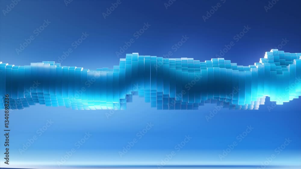 Poster digital wave flows smoothly on blue background, creating a mesmerizing visual effect, ideal for tech