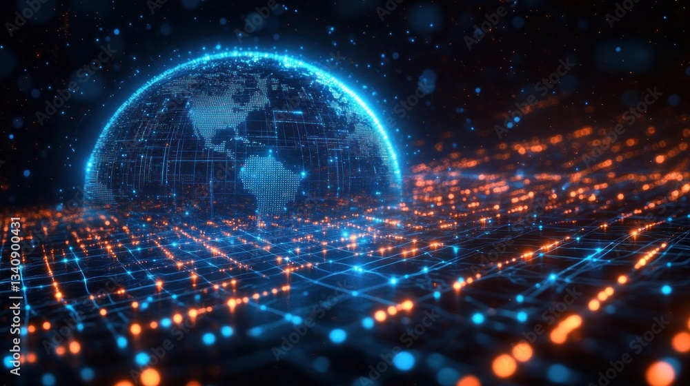 Aufkleber global network connection digital visualization technology infographic business science communicatio