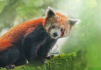 Red Panda In green forest