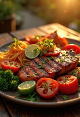 vibrant colorful arrangements sizzling dishes fresh ingredients eye catching presentation culinary inspiration, appetizing, artistic, bite, chef