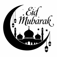 Eid Mubarak Silhouette icon vector illustration. Design. Eid Mubarak logo Icon. Eid Mubarak logo, vector illustration