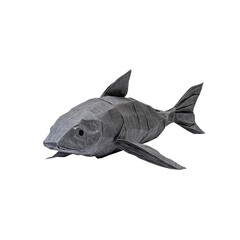 Fototapeta premium Intricate Origami Shark Gray Paper Fish Sculpture