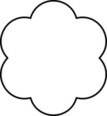 Round shape seal stamp outline design.
Scalloped Circle Badge Shape linear vector Illustration.
flower shape sticker  black line.
Good for greeting card, craft and DIY.
Transparent background.
