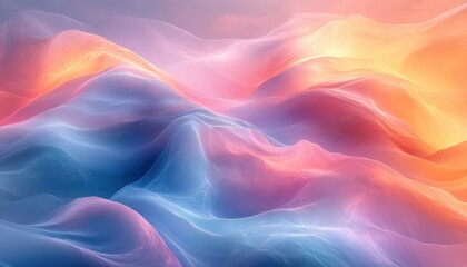 Obraz premium Dreamy Abstract Background with Soft Pastel Colors in Shades of Pink Blue and Yellow for Calming and Serene Digital Art