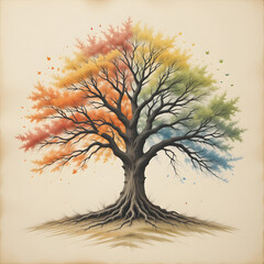 Soft Pastel Watercolor Background with Expressive Pencil Marks and Textured Paper