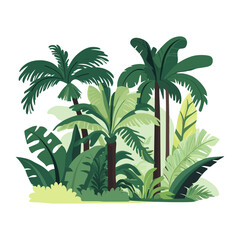 Tropical-forest vector flat illustration vegetation jungle vector