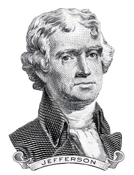 Thomas Jefferson's face from the two dollar bill