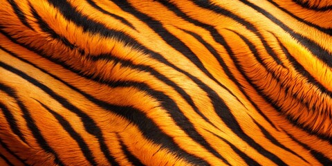 Fototapeta premium Wavy Orange & Black Tiger Stripe Pattern Background - Abstract Texture Design