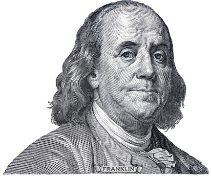 Benjamin Franklin's face from the hundred dollar bill