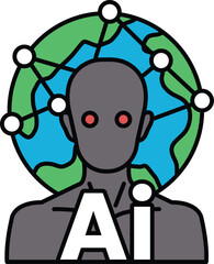 A man with red eyes and a face with a green background