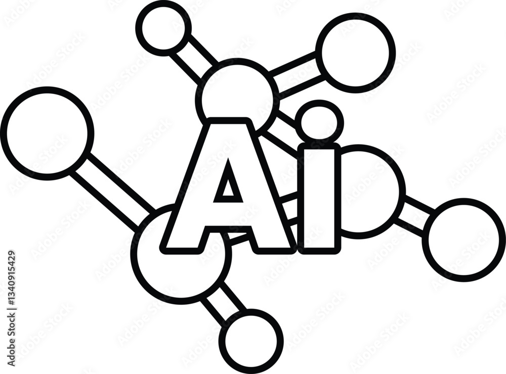 Poster drawing of a molecule with the letters ai in the middle