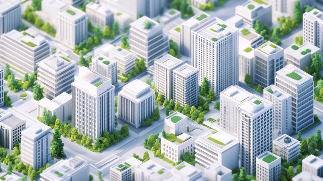 digital 3d isometric illustration of an eco-smart city