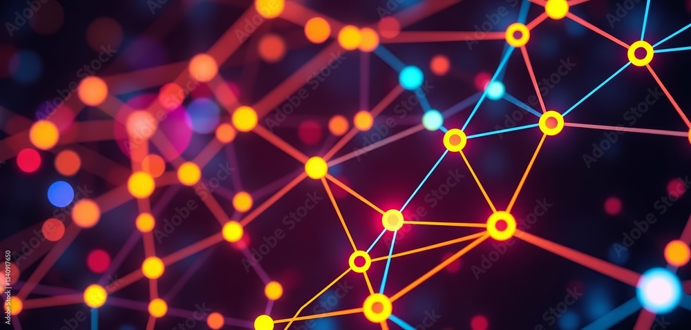 Poster abstract image of glowing digital network representing online learning, study, internet