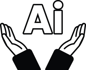 hand is holding another hand with the letters AI