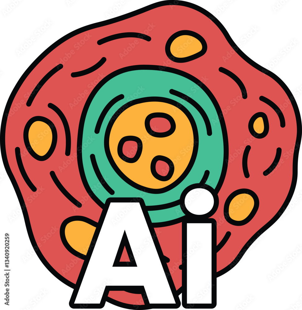Poster a red and green blob with white letters that say ai