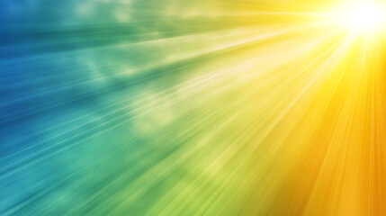 Solar energy visualized as a gradient transition from bright yellow sun rays to gentle green and blue tones, symbolizing environmental harmony.