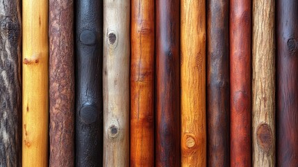 Colorful Wooden Poles Close-up