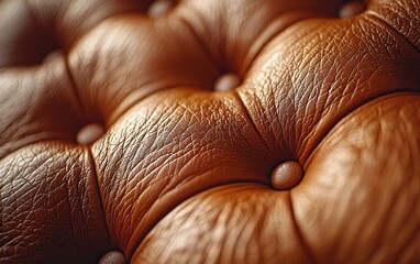 Detailed close-up of rich brown leather upholstery