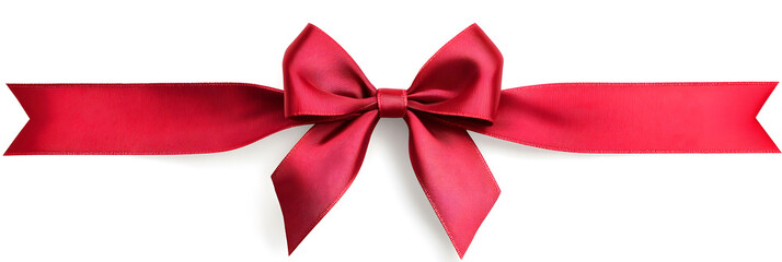 Set of red satin ribbon bows isolated on white background