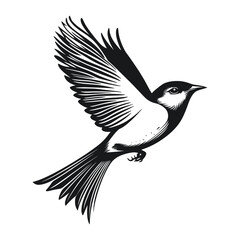 Fototapeta premium Simple flying bird linear art illustration stencil vector