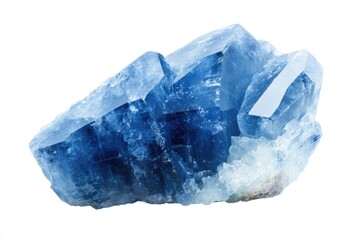 Kyanite and Quartz Crystal from Cepelinha, Brazil - Blue Gemstone Isolated on White Background