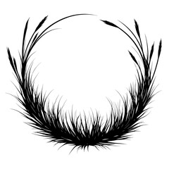 Clump of grass ring art illustration black vector