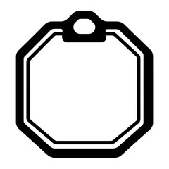 Simple square badge outline icon linear design black white vector
