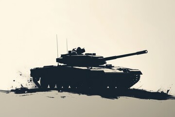 M1 Abrams Tank - American War Concept, Military Battle Silhouette