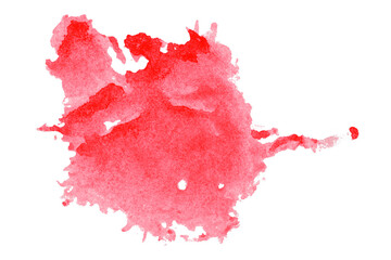 Abstract red watercolor painting on transparent background. This is a watercolor splash painting, hand drawn.
