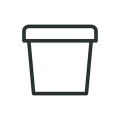 Ceramic flower pot line icon, indoor plant pot vector symbol with editable stroke