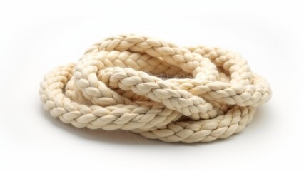 Fototapeta premium Coiled Natural Rope Isolated on White